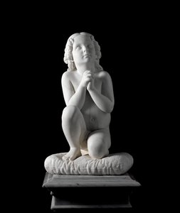 Kleine jongen in gebed Marmeren beeldhouwwerk door Luigi Pampaloni, circa 1827 door Luigi Pampaloni
