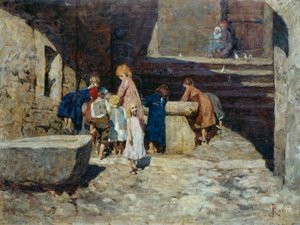 Kinderen bij de fontein