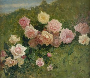 Studie van rozen (olieverf op doek)