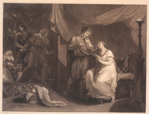 Troilus betrapt Cressida en Diomedes. Uit William Shakespeares "Troilus en Cressida", 5e akte, 2e scène door Luigi Schiavonetti