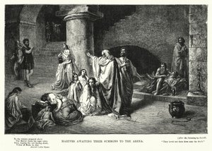 Martelaren die hun oproep naar de arena afwachten (gravure) door Luigi Zuccoli