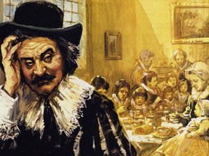 Hals worstelde om zijn kinderen te eten te geven toen hij het moeilijk kreeg (kleurenlitho)