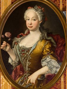 Marie Barbara van Portugal (Marie Barbara de Bragance) - Rococo: Portret van Infanta Barbara van Portugal (1711-1758) door Melendez, Luis Egidio (1716-1780), ca. 1729-1735. Olie op doek, 83x65. Ayuntamiento de Sevilla