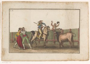 Picador richt zijn lans op een stier door Luis Fernandez Noseret