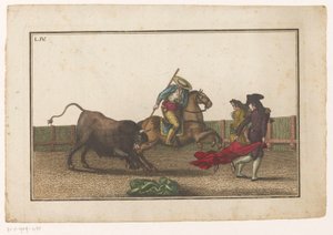 Picador steekt zijn lans in een stier door Luis Fernandez Noseret