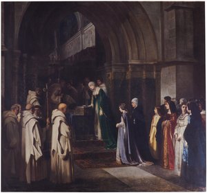 Katholieke koningin Isabella in het kartuizerklooster van Miraflores door Luis Alvarez Catalá