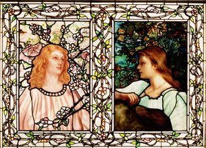Lente en herfst, vervaardigd door Tiffany Glass & Manufacturing Co., ca. 1892