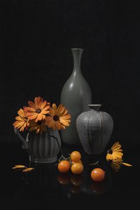 Stilleven met oranje bloemen door Lydia Jacobs