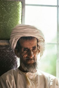 Portret van een Saiq-man op het hoge plateau van Saiq in Oman