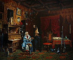 Interieur van een antiquair kamer met middeleeuwse meubels, ca. 1838-46