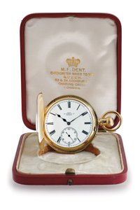 Half jager kast minuut repeterende zak chronometer door M. F. Dent