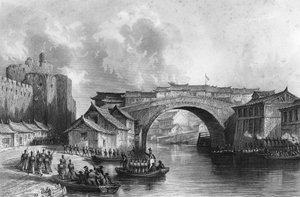 Westpoort van Ching-keang-foo Zhenjiang, China, 21 juli 1842 c1857 door M. J. Starling