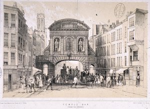 Temple Bar, Londen, ca. 1845 door M and N Hanhart
