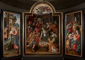 Aanbidding der Wijzen, drieluik, centraal paneel, detail