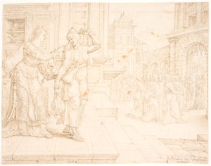 Judith bereidt zich voor om naar het kamp van de vijanden te gaan door Maarten van Heemskerck