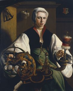 Portret van een dame die spint