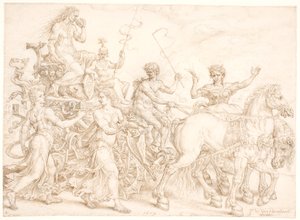 Triomfwagen. Invidia (Afgunst) door Maarten van Heemskerck