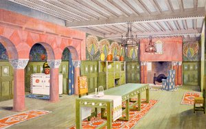 Eetkamer, prent gemaakt door Emil Hochdanz, ca. 1901
