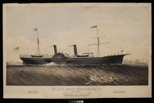 Stoomschip Quaker City... Reguliere U.S. Mail Line tussen New York & Charleston W H West, Commandant door Macoy & Herwig