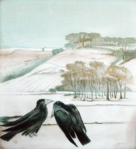 Kraaien in een landschap door Madeline Wyndham