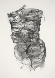Torso 4, 2022 (houtskool op papier) door Madgalena Morey