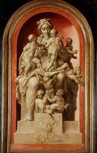 Caritas. Grisaille, eiken ...