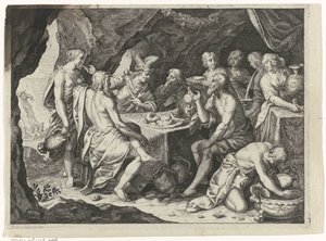 Scène uit de Metamorfosen van Ovidius: een maaltijd in een grot
