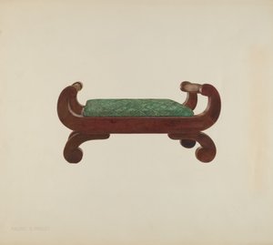 Voetenbank - Mahonie met paardenhaar bekleding, ca. 1939 door Magnus S. Fossum