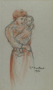 Moeder en kind door Maillaud, Fernand