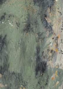 Gedempt groen, abstracte stroming door Maira Ribena