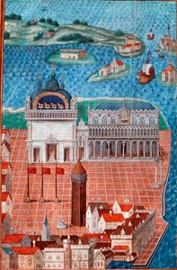 Uitzicht op het San Marcoplein met het Dogepaleis in Venetië door Maitre de Philippe de Gueldre
