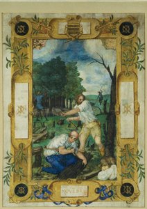 Kalenderpagina voor november, bomen kappen, uit een getijdenboek, ca. 1550-60 door Maitre des Heures de Claude Gouffier