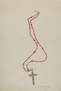 Kralen van koraal en kruisbeeld door Majel G. Claflin