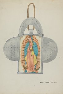 Handgetekende Guadalupe in tinvorm, ca. 1937 door Majel G. Claflin