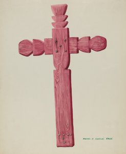 Rood Houten Kruis gebruikt als Grafsteen, ca. 1937