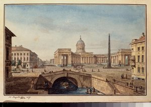 De Kazan Kathedraal in Sint-Petersburg door Maksim Nikiforovich Vorobiev