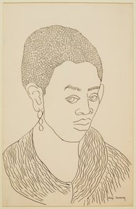 Studie van een meisje met oorbel door Malvin Gray Johnson