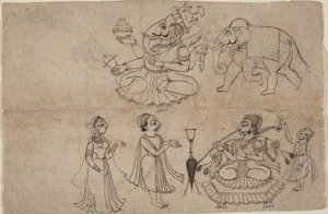 Portret van Manya Sahib Man Rup Sagarji, laat 18e eeuw door Manaku