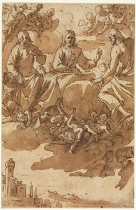 Christus in Glorie met Twee Heiligen door Marcantonio Bassetti