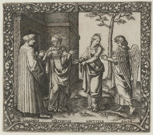 Amadeus Berruti met Austeritas, Amititia en Amor door Marcantonio Raimondi