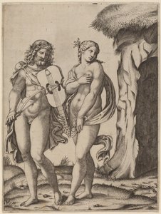 Orpheus en Eurydice door Marcantonio Raimondi