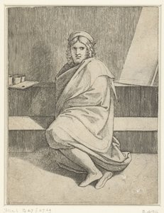 Portret van schilder Raphael door Marcantonio Raimondi