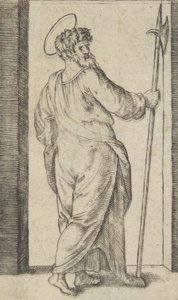 Sint Judas, met een hellebaard in zijn rechterhand, uit de serie 