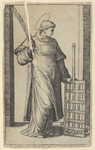Sint Laurentius, linkerhand rustend op een rooster, uit de serie 
