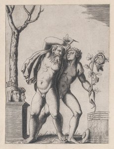 Speculum Romanae Magnificentiae: Jonge en oude Bacchant, ca. 1514-36