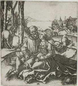 Het onverkwikkelijke paar (Het aanbod van liefde) door Marcantonio Raimondi