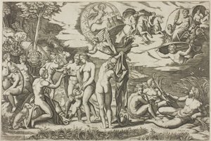 Het Oordeel van Paris door Marcantonio Raimondi