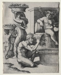 De wijnpers door Marcantonio Raimondi