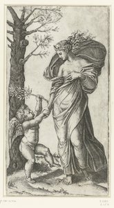 Verzoening van Minerva en Amor door Marcantonio Raimondi