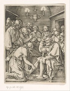 Voetwassing van Petrus (Passie van Christus) door Marcantonio Raimondi